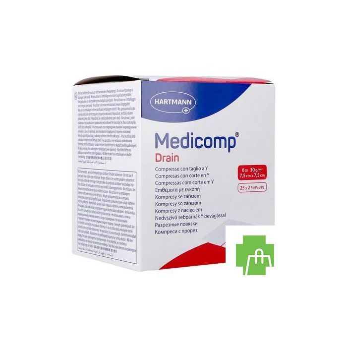 Medicomp Drain 7,5x7,5cm6pl St25x2 P/s
