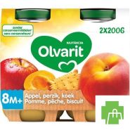 Olvarit Fruit Pomme Peche Biscuit 2x200g 8m54
