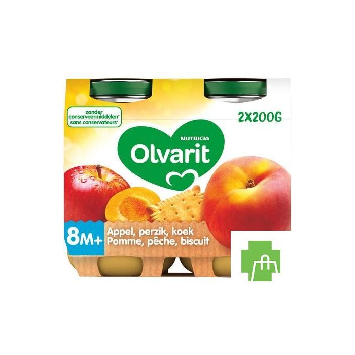 Olvarit Fruit Appel Perzik Koek 2x200g 8m54