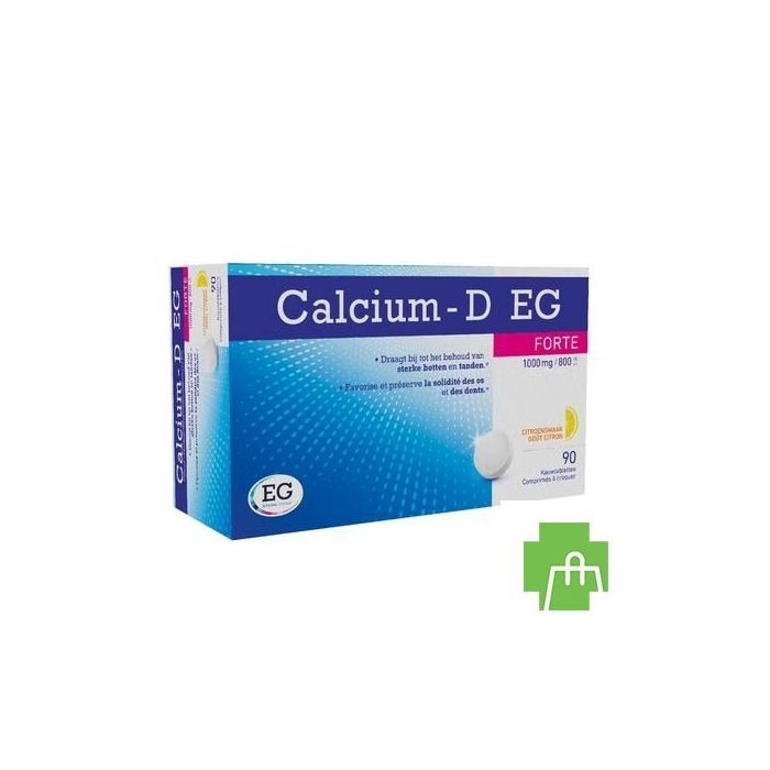 Calcium D EG Forte 1000Mg/800Ie Citroen Kauwtabl90
