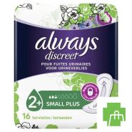 Always Discreet Incont Pads Small Plus Sp 16